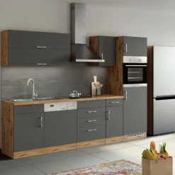 Spülenschrank Sorrella 110cm für Geschirrspüler 1 Tür - Anthrazit/Eiche