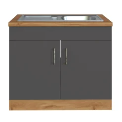 Spülenschrank Sorrella 100cm 2 Türen - Anthrazit/Eiche