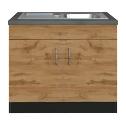 Spülenschrank Sorrella 100cm 2 Türen - Eiche/Graphit