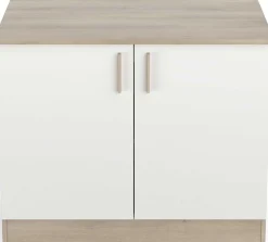 Spülenunterschrank Romanie 100 cm-2 Flügeltüren und 1 Einlegeboden-Kronberg Eiche/Mattweiß