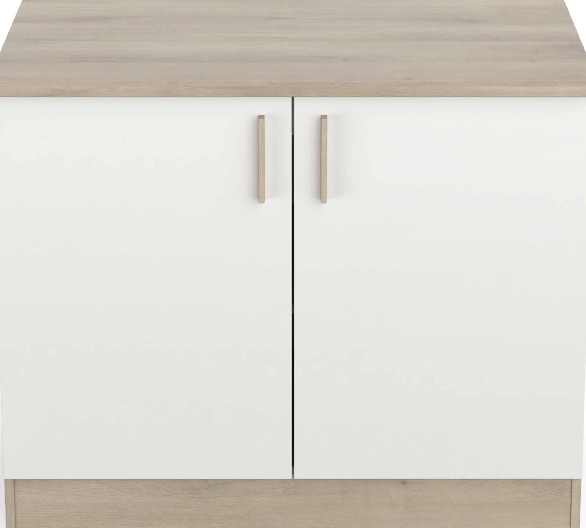 Spülenunterschrank Romanie 100 cm-2 Flügeltüren und 1 Einlegeboden-Kronberg Eiche/Mattweiß