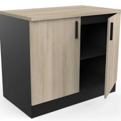 Spülenunterschrank Romanie 100 cm-2 Flügeltüren und 1 Einlegeboden-Kronberg Eiche/Mattschwarz