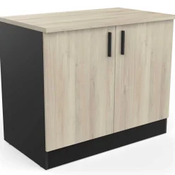 Spülenunterschrank Romanie 100 cm-2 Flügeltüren und 1 Einlegeboden-Kronberg Eiche/Mattschwarz