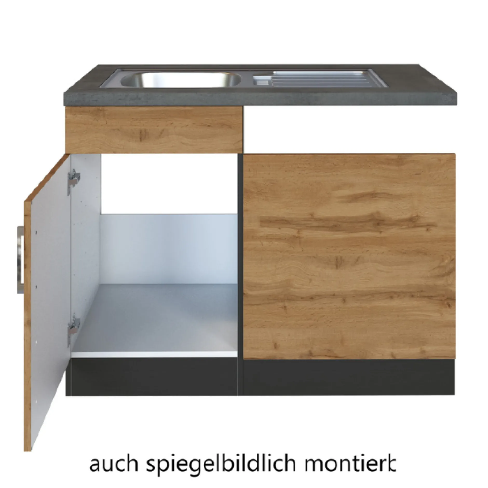 Spüle Sorrella 110cm für Geschirrspüler 1 Tür - Eiche/Graphit