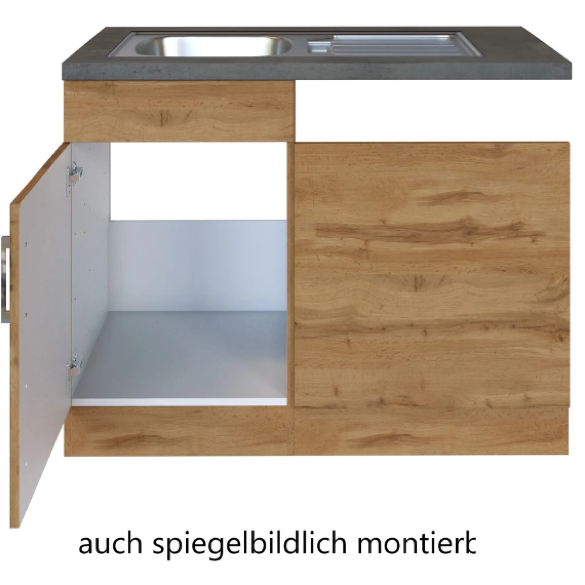 Spültisch Sorrella 110cm für Geschirrspüler 1 Tür - Eiche/Beton