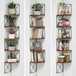 5-stöckiges Eckregal - schwebendes, wandmontiertes Design, 6 kg Kapazität