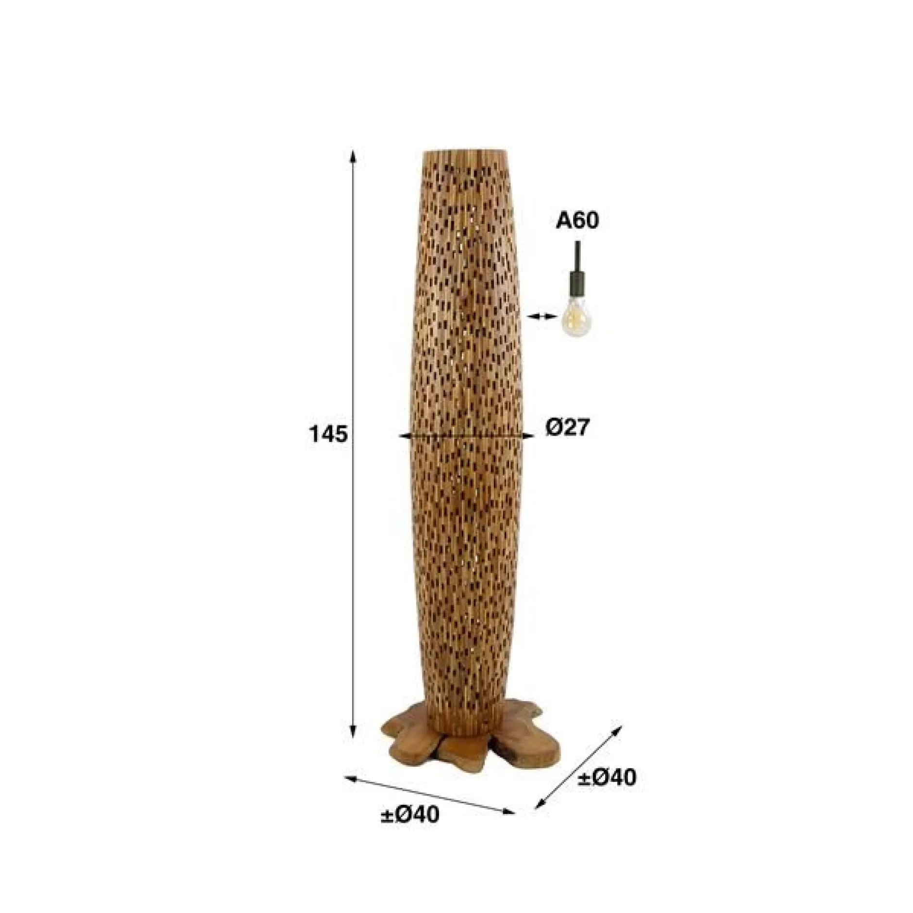 Stefanos Stehlampe 145 cm-recyceltes Teakholz