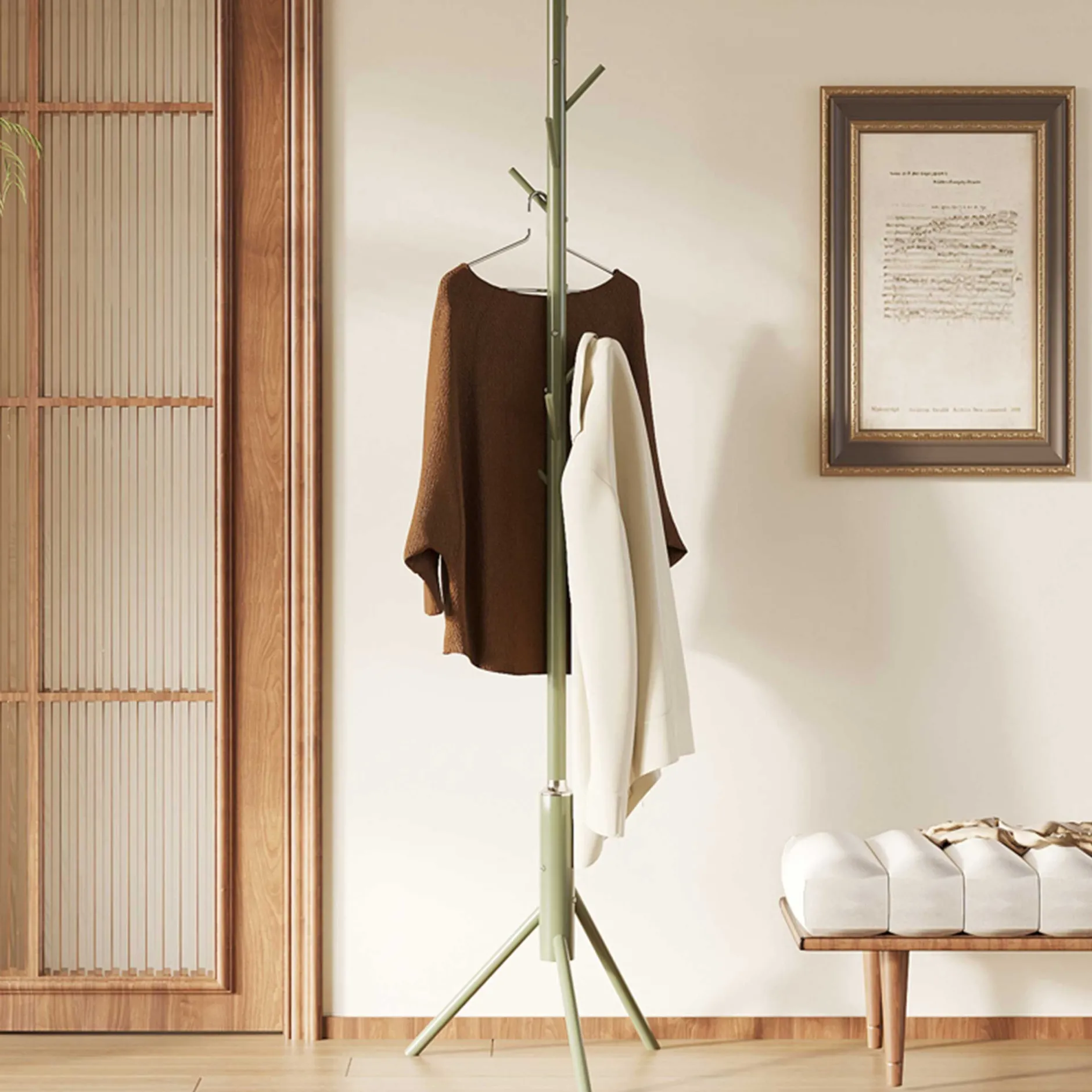 Steh-Garderobe Kassie | Ø48 x 174 cm | Grün / Metall