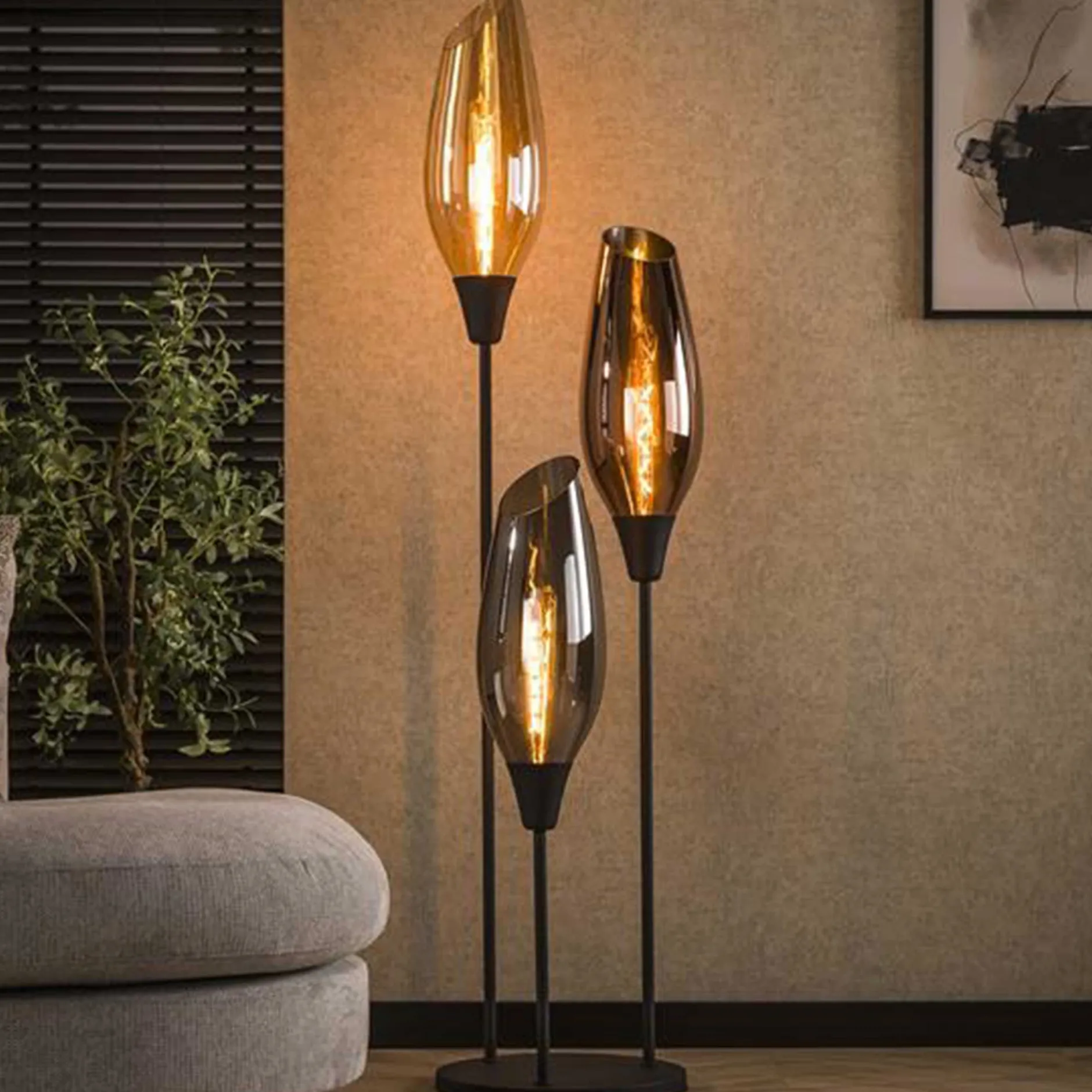 Stehleuchte Cocoon - Ø45x178cm - 3 Lampen - Glas