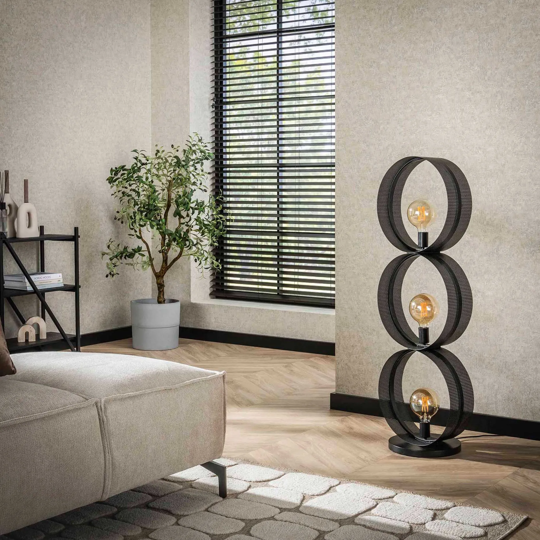 Stehleuchte Ring - 40x30x122cm - Metall - anthrazit
