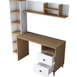 Stilvoller Schreibtisch | Woody Fashion | 100% Melamin | Nussbaum Weiß