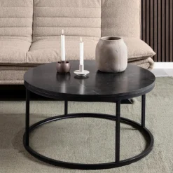 Stilvoller Spiro Couchtisch: Schwarze Marmorplatte, 80x40cm