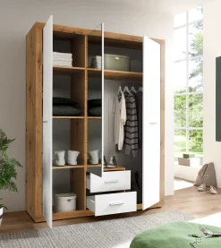 Storck 151cm 3 Türen und 2 Schubladen mit Spiegel - Artisan Eiche/Weiß