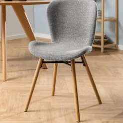 Stuhl aus Stoff Tilda mit schrägen Beinen - grau/gelb