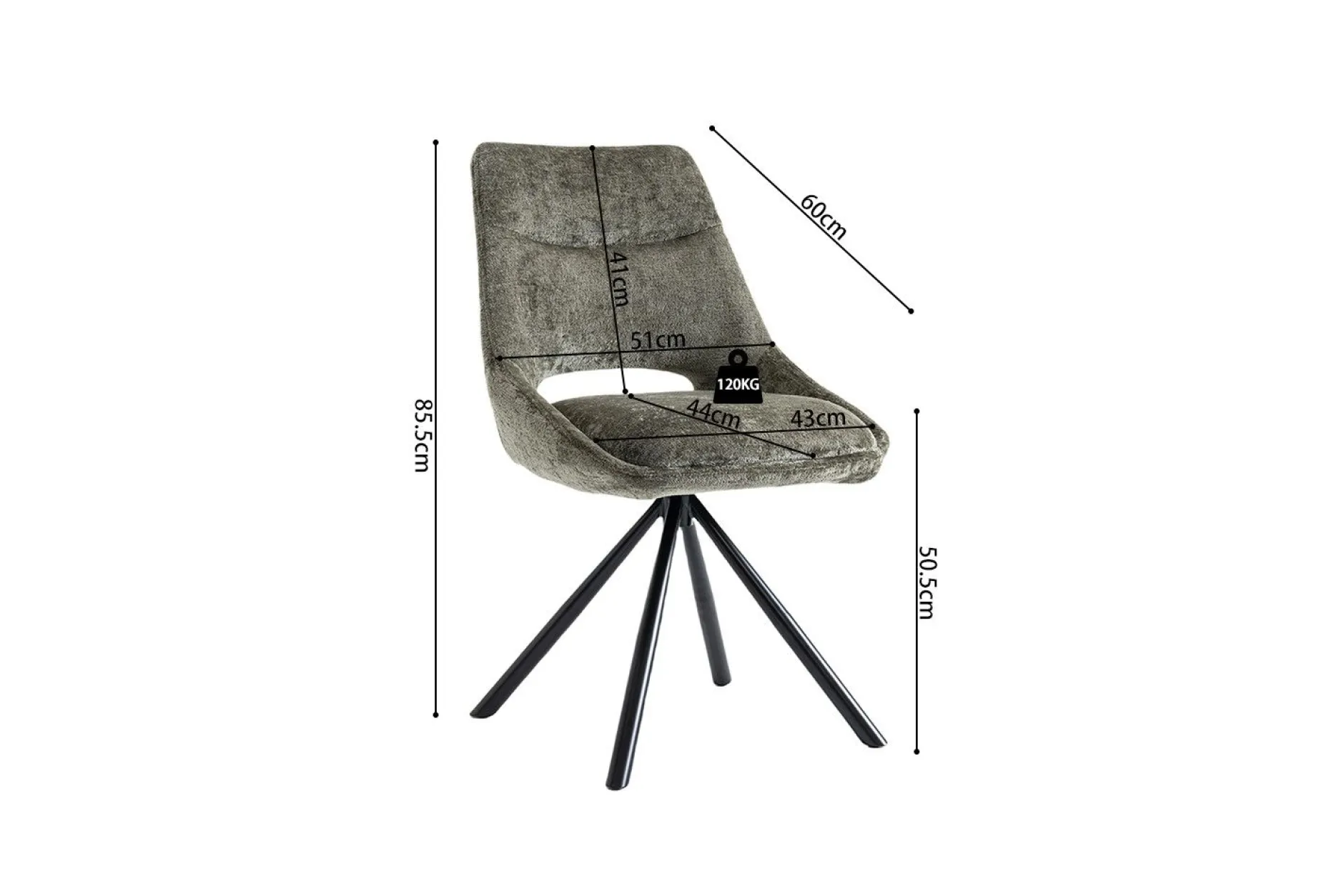 Stuhl Dante | 51 x 60 x 86 cm | Grün