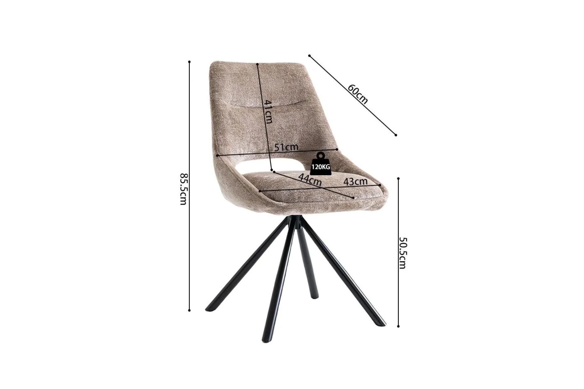 Stuhl Dante | 51 x 60 x 86 cm | Taupe