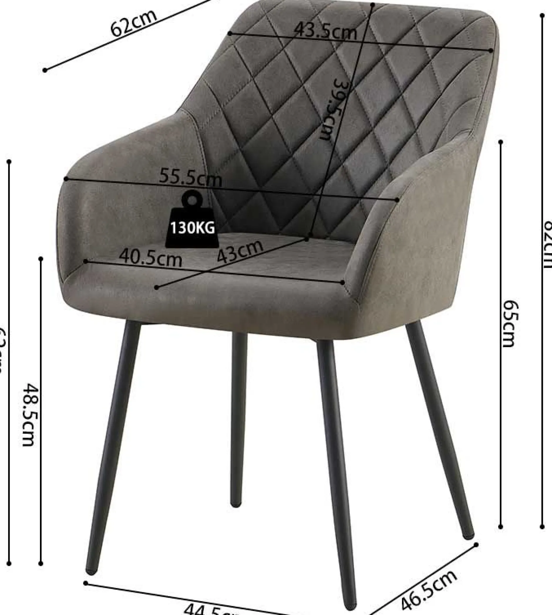 Stuhl Evita | 56 x 62 x 82 cm | Grau
