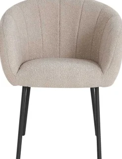 Stuhl Sevilla Bouclé Sand | Metallbeine H-H 79 x B-L 57 x T-P 62 cm