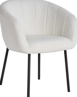 Stuhl Sevilla Bouclé-Stoff | Metallbeine | weiß