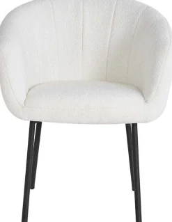 Stuhl Sevilla Bouclé-Stoff | Metallbeine | weiß