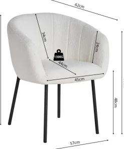 Stuhl Sevilla Bouclé-Stoff | Metallbeine | weiß