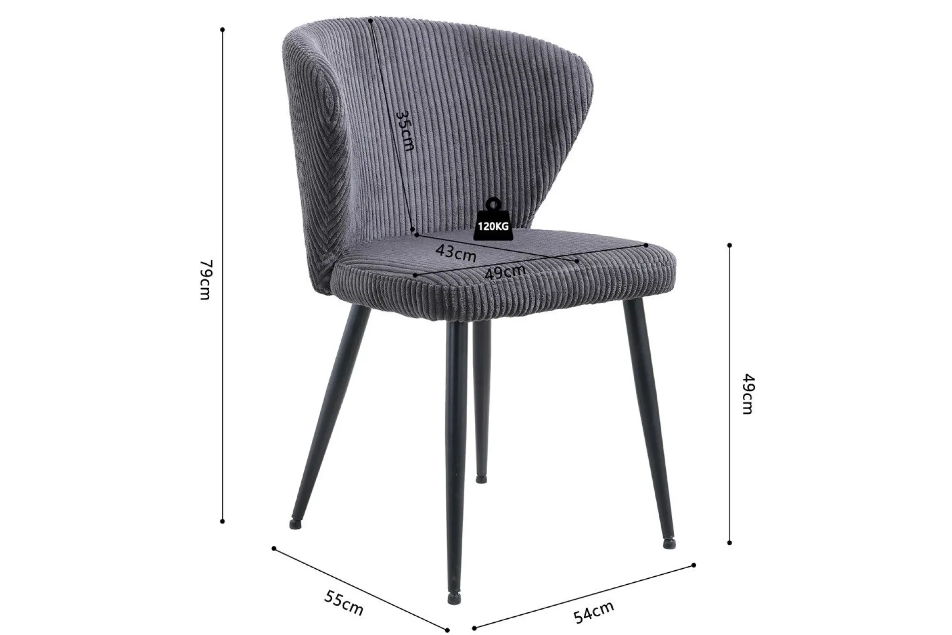Stuhl Tornado | 54 x 55 x 79 cm | Dunkelgrau