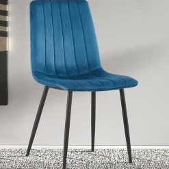 Stuhl Willie velours - blau/schwarz