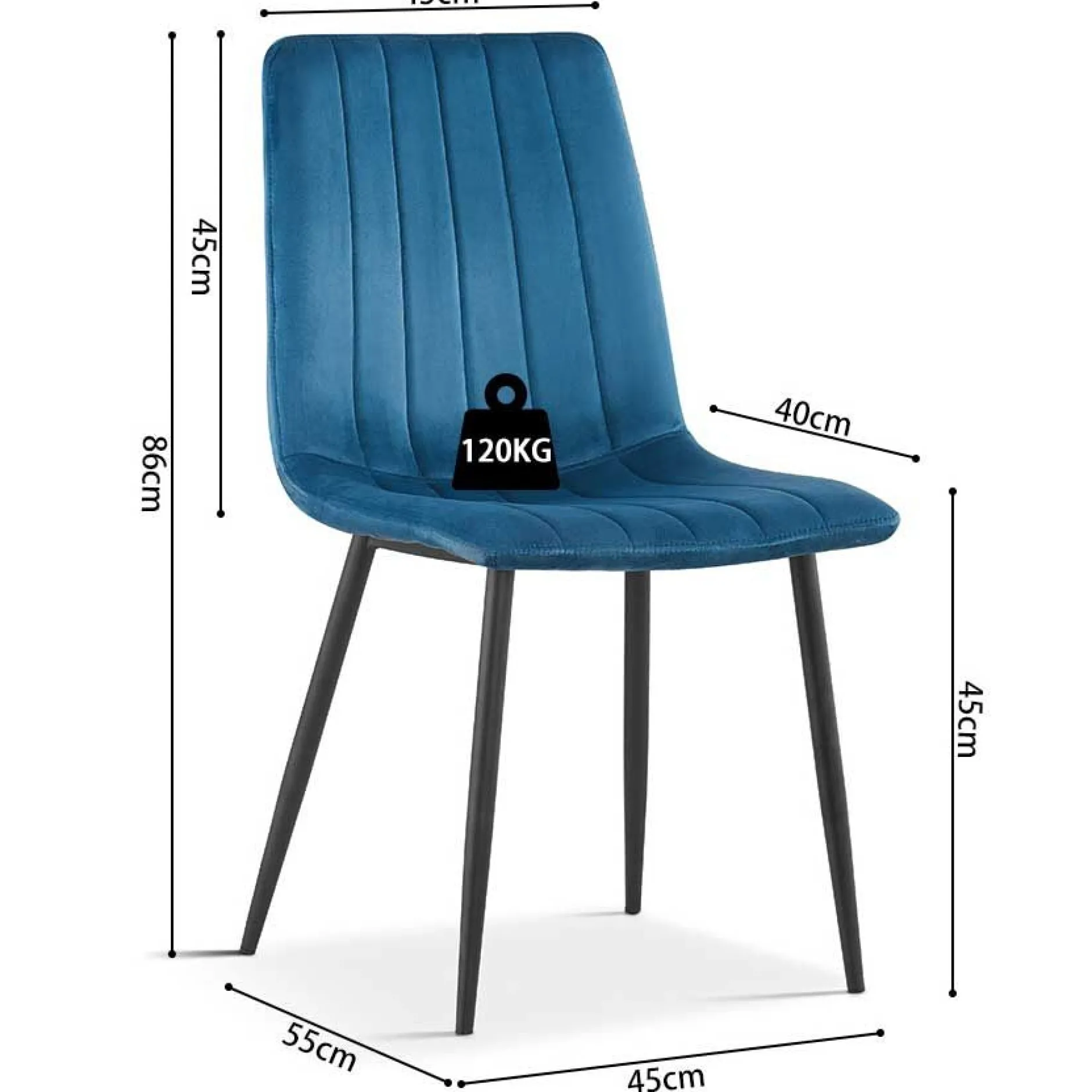 Stuhl Willie velours - blau/schwarz