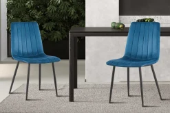 Stuhl Willie velours - blau/schwarz