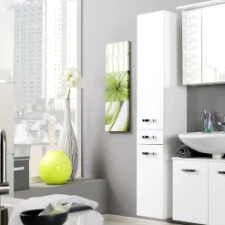Säulenschrank Bobbi hoch 30cm 2 Türen und 1 Schublade - weiß