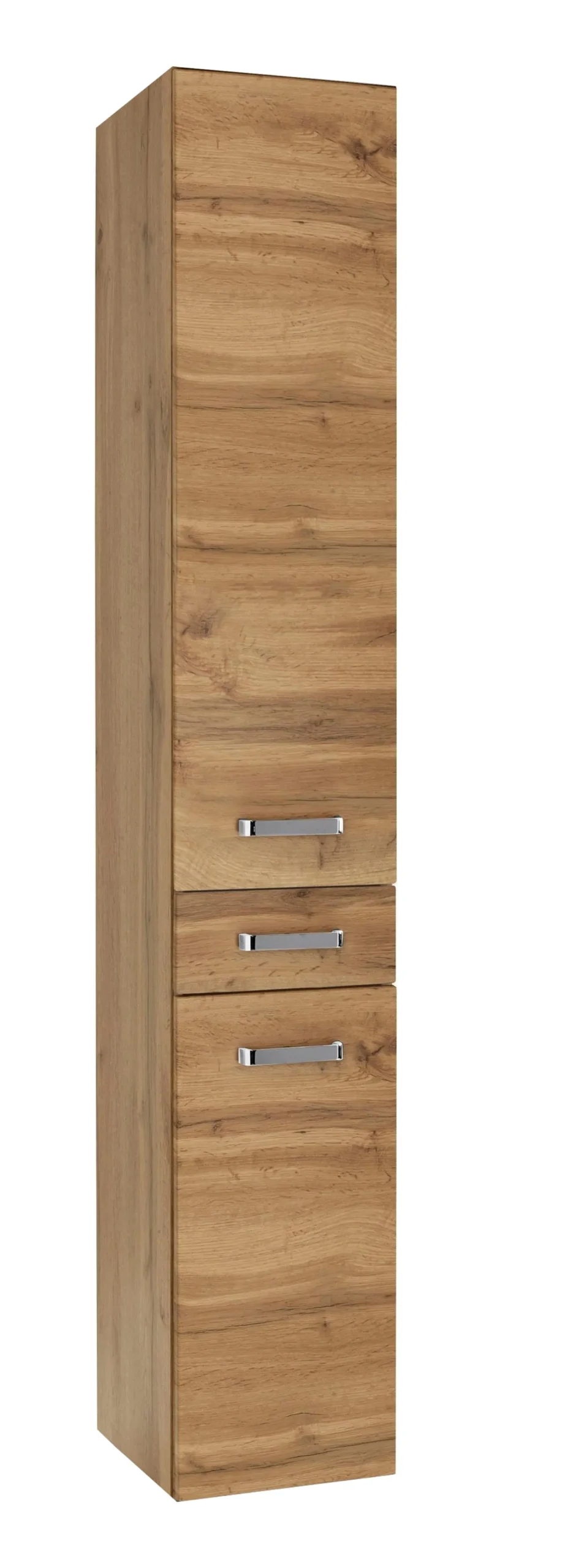 Säulenschrank Bobbi hoch 30cm 2 Türen und 1 Schublade - Eiche