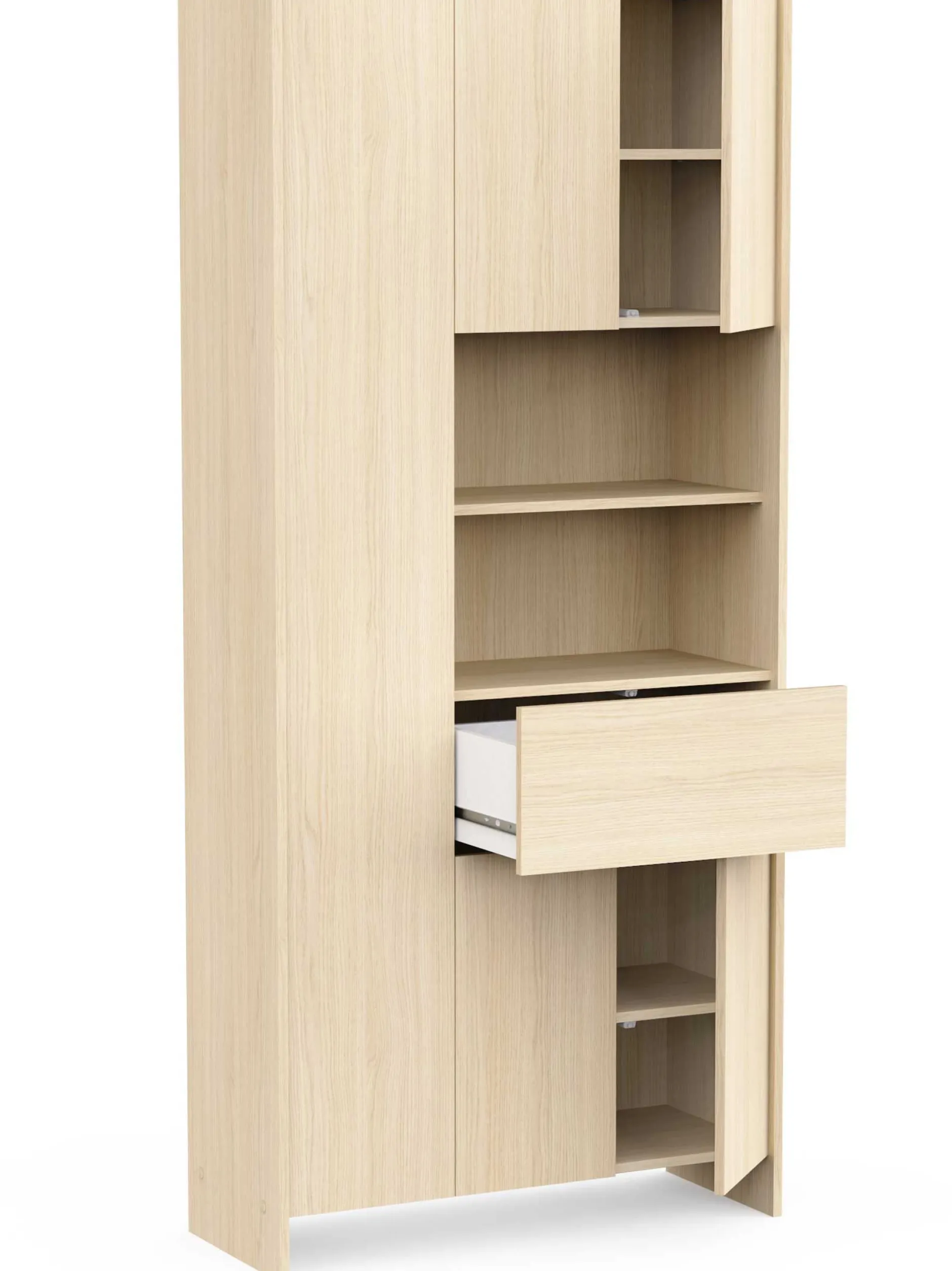 Säulenschrank Cougar - 84x33x185cm - 5 Türen und 1 Schublade - Eiche