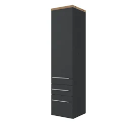 Säulenschrank Dasa 30cm mit 1 Tür und 2 Schubladen - graphit/mattgrau