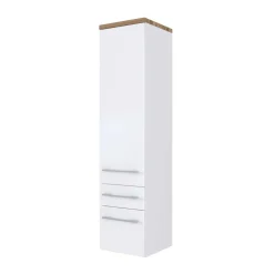 Säulenschrank Dasa 30cm mit 1 Tür und 2 Schubladen - weiß