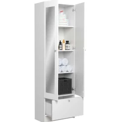 Säulenschrank Fares 59cm mit 2 Türen und 1 Schublade - weiß
