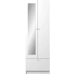 Säulenschrank Fares 59cm mit 2 Türen und 1 Schublade - weiß