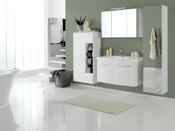 Säulenschrank Florent 40cm mit Spiegel und 2 Türen - weiß