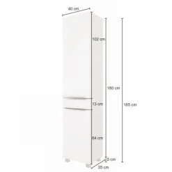 Säulenschrank Hansen 40cm 2 Türen und 1 Schublade - weiß