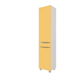 Säulenschrank Hansen 40cm 2 Türen und 1 Schublade - gelb/weiß