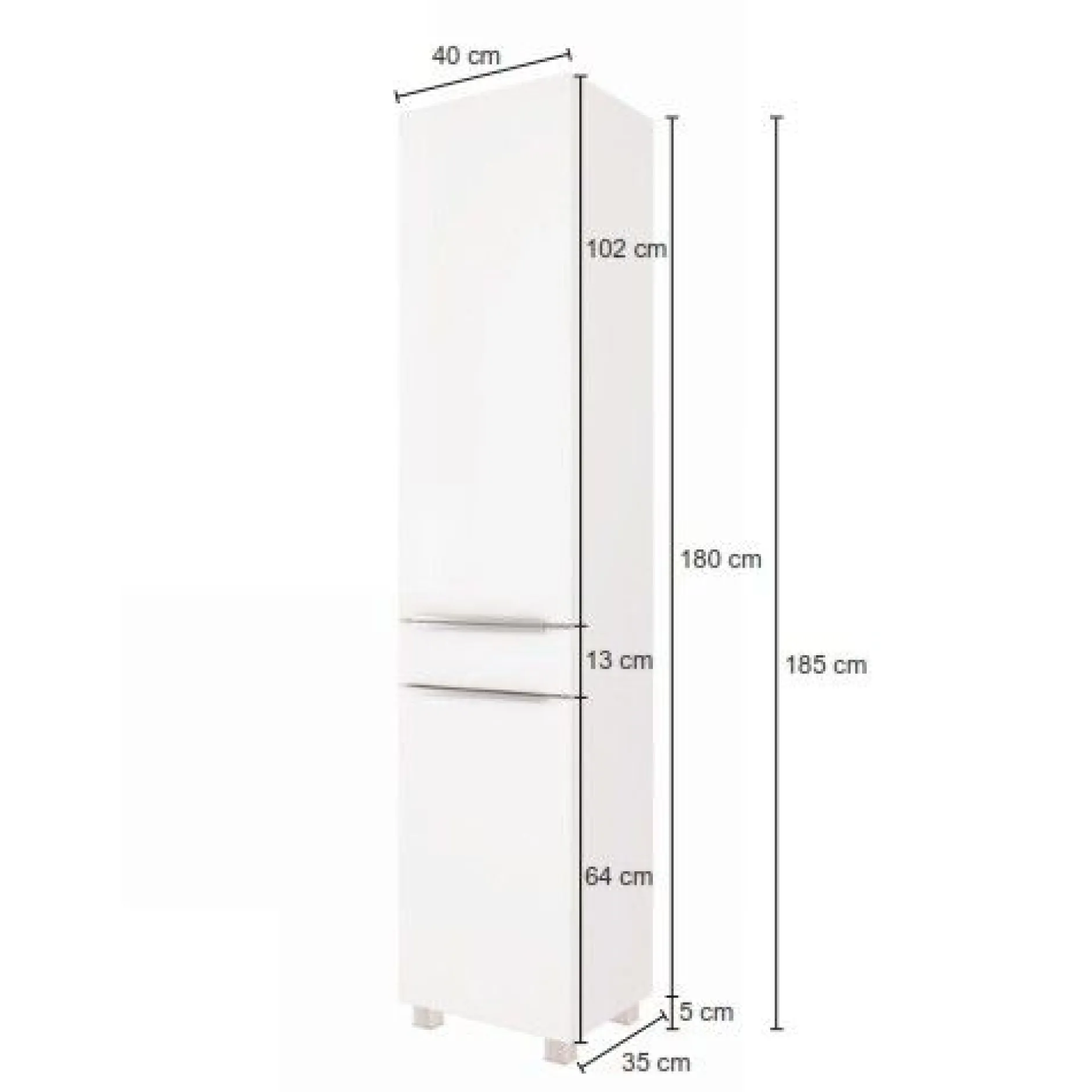 Säulenschrank Hansen 40cm 2 Türen und 1 Schublade - gelb/weiß