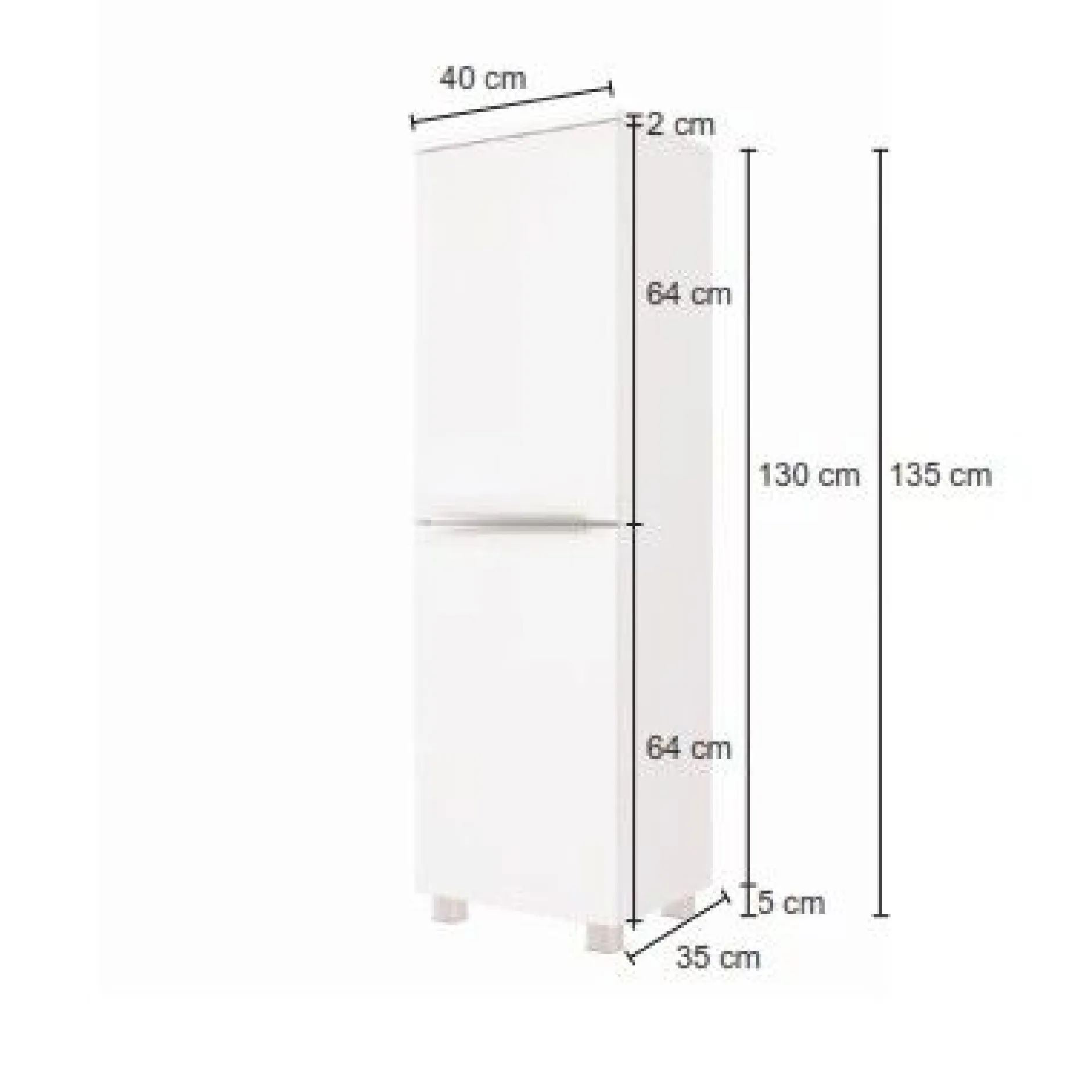 Säulenschrank Hansen 40cm 2 Türen - weiß