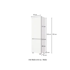 Säulenschrank Helina 40cm 2 Türen - Eiche/Weiß