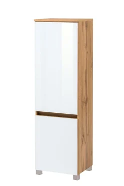 Säulenschrank Helina 40cm 2 Türen - Eiche/Weiß