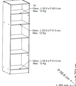 Säulenschrank Küche Nova | 60 x 56,6 x 204 cm | Weiß