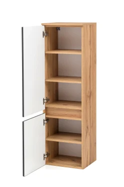Säulenschrank Kornel/Luna 40cm 2 Türen - Eiche/mattgrau