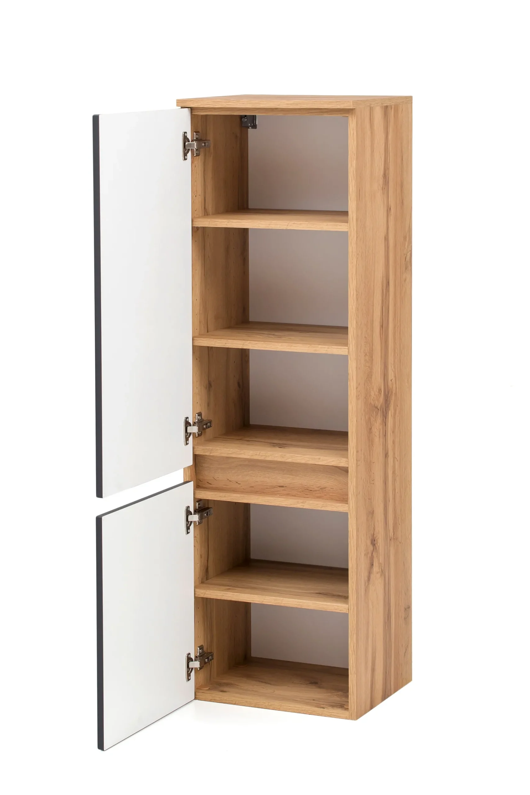 Säulenschrank Kornel/Luna 40cm 2 Türen - Eiche/mattgrau