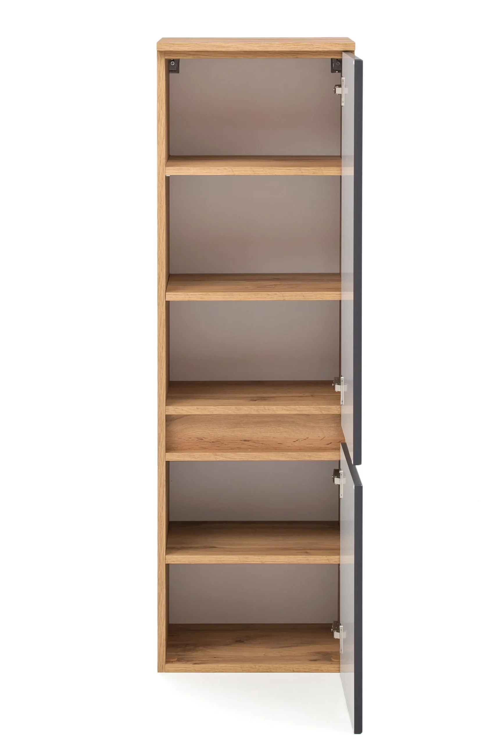 Säulenschrank Kornel/Luna 40cm 2 Türen - Eiche/mattgrau