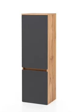 Säulenschrank Kornel/Luna 40cm 2 Türen - Eiche/mattgrau