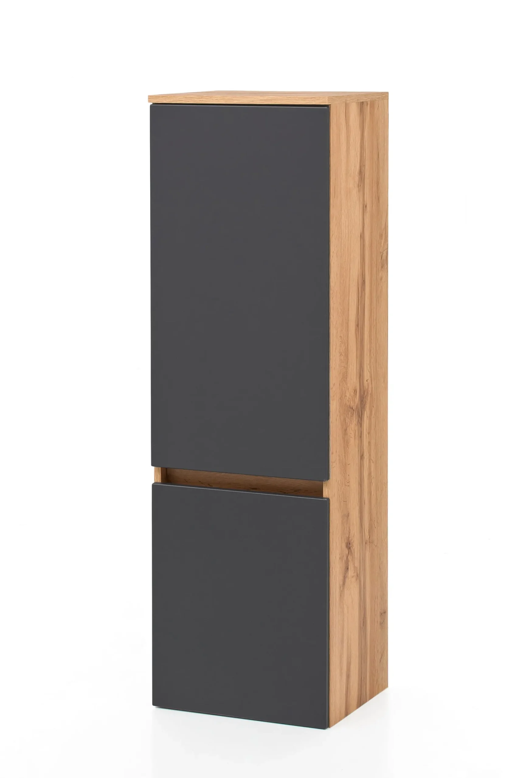Säulenschrank Kornel/Luna 40cm 2 Türen - Eiche/mattgrau