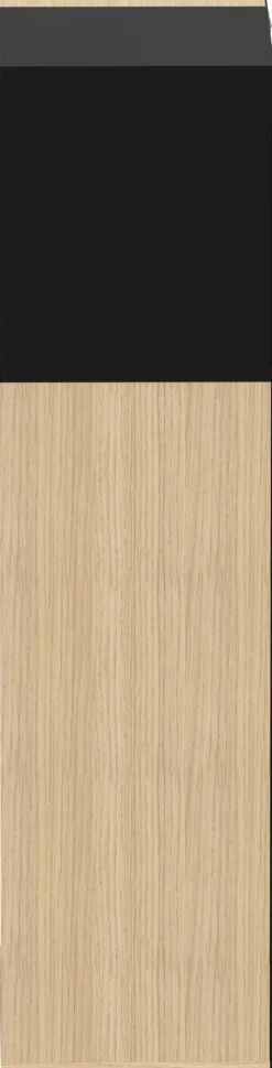 Säulenschrank Kuba 5 Fachböden, 1 Drehtür - Eiche hell/schwarz